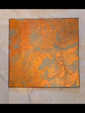12 X 12 Handpainted Abstract Metallic Copper and Gray Wall Art Canvas